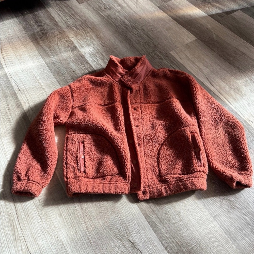 Rust Orange Sherpa Fleece Jacket